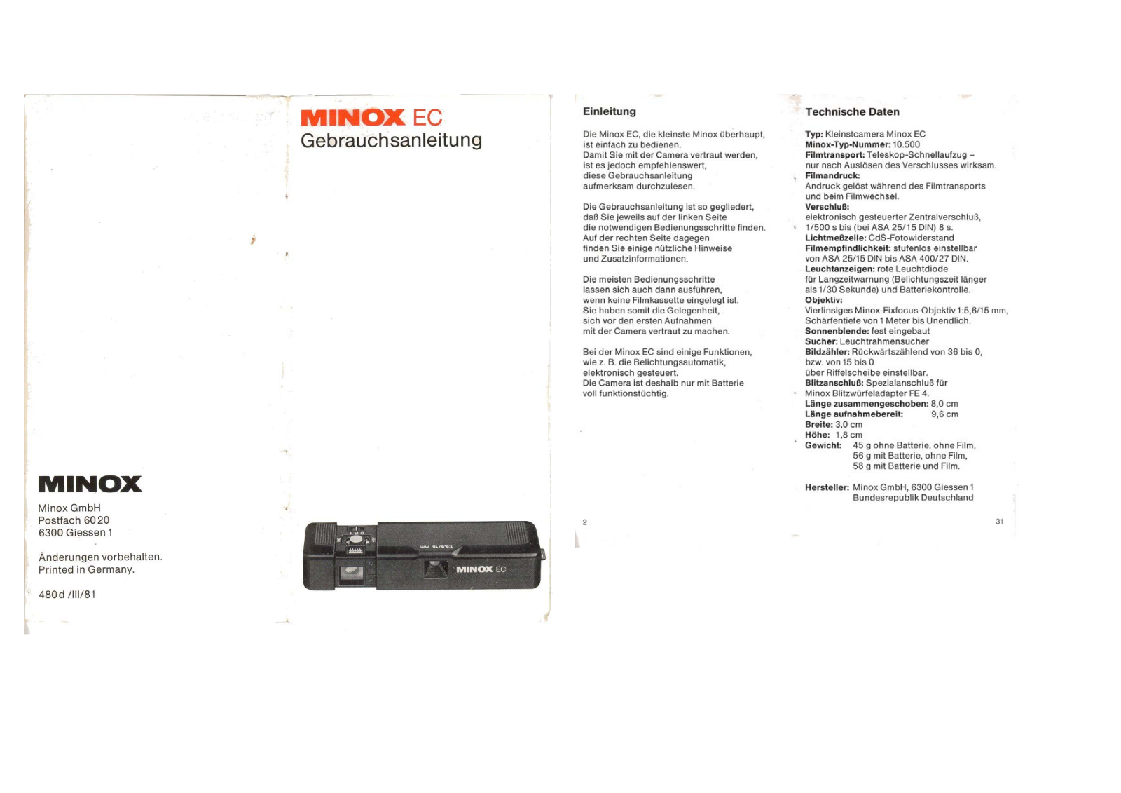 Minox EC User Manual