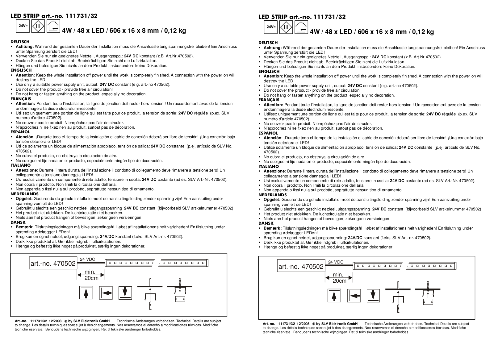 SLV 111732 Instruction Manual