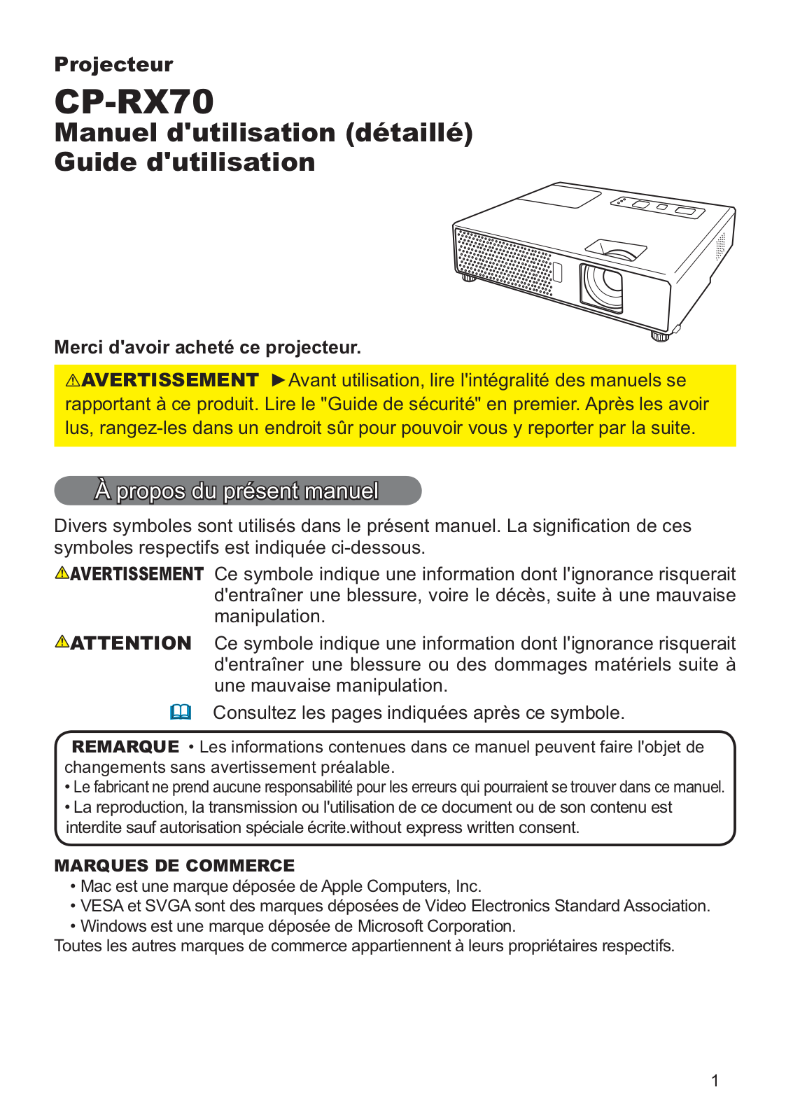 HITACHI CP-RX70, CP-RX70WF User Manual