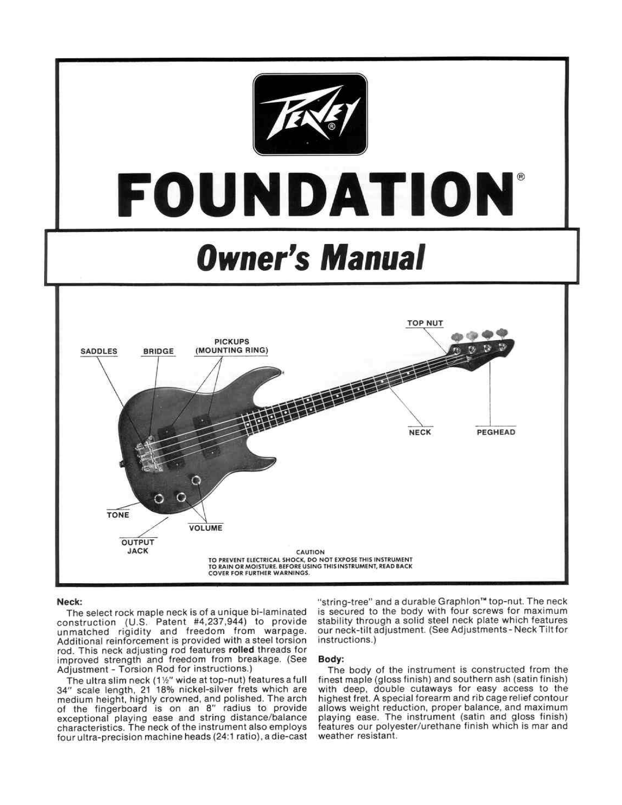 Peavey FOUNDATION Owners Manual