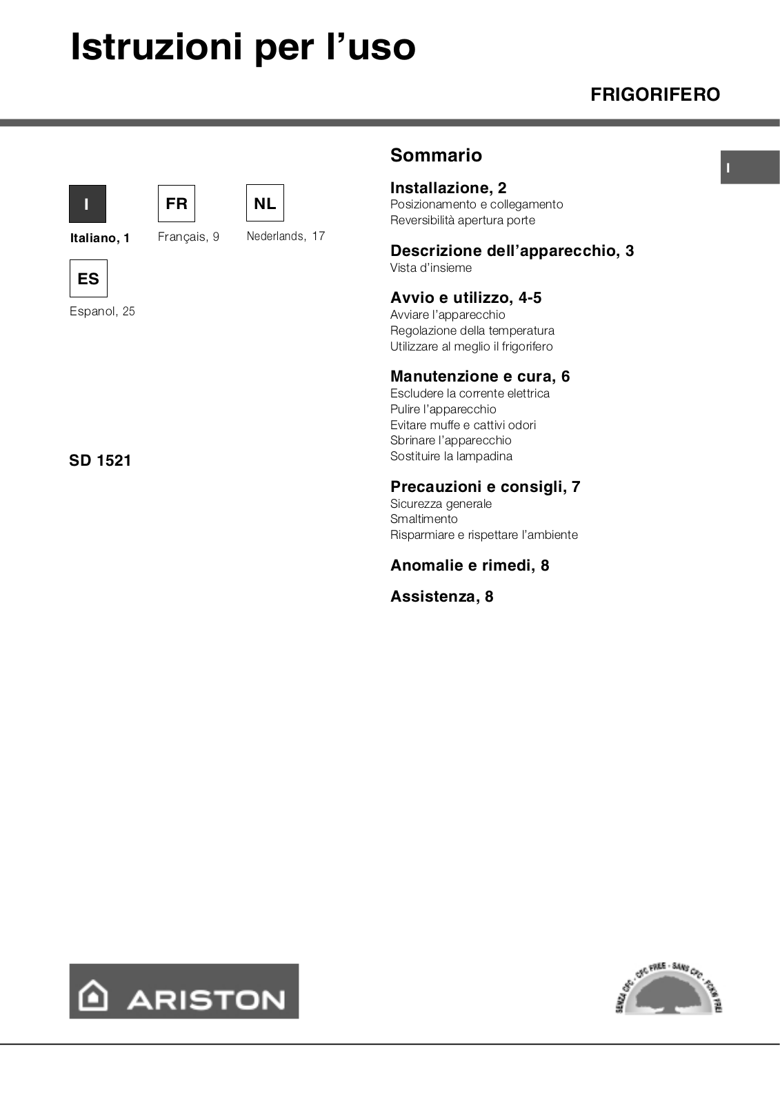 Hotpoint Ariston SD1521 Instruction Manual