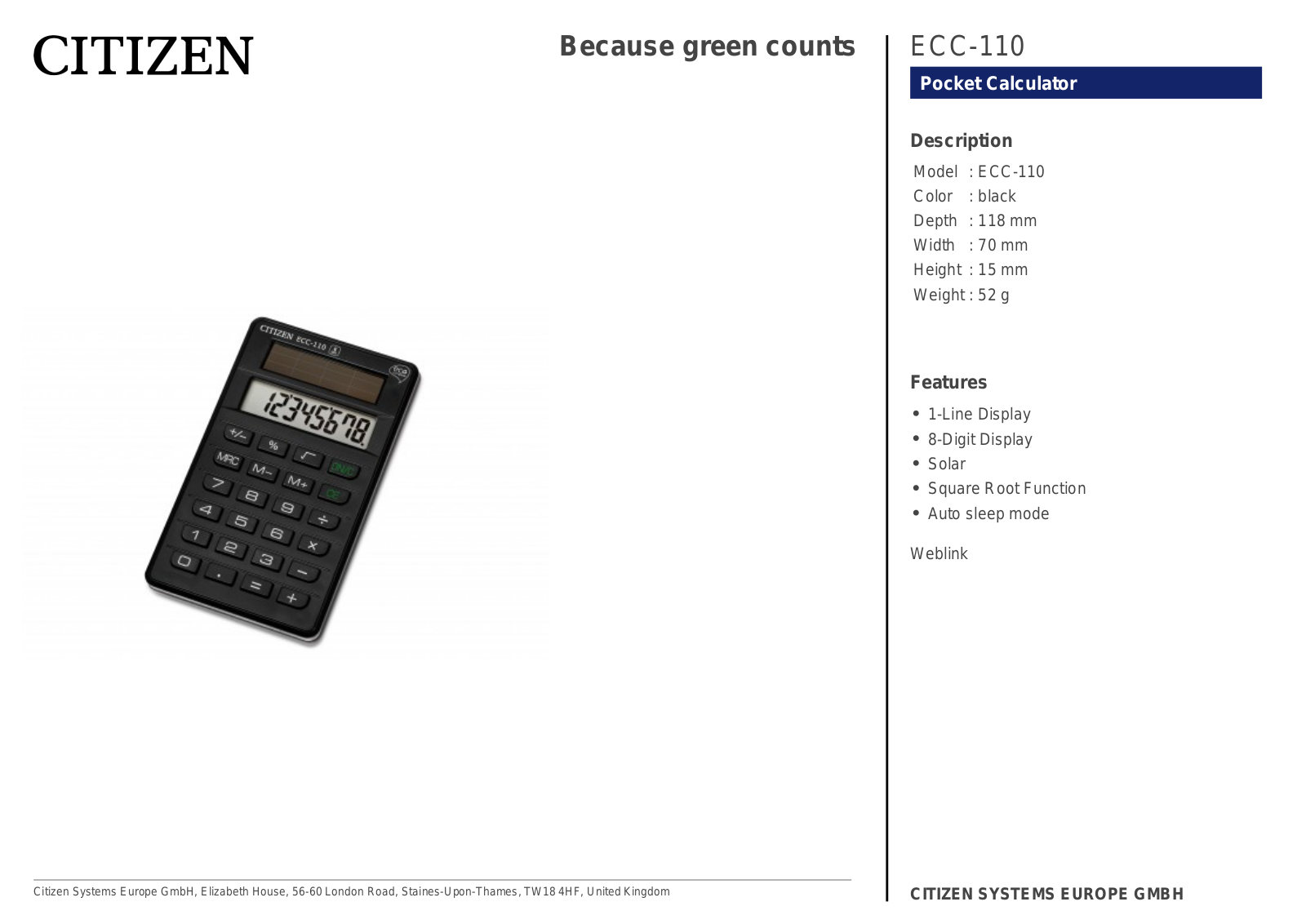 Citizen ECC-110 User Manual