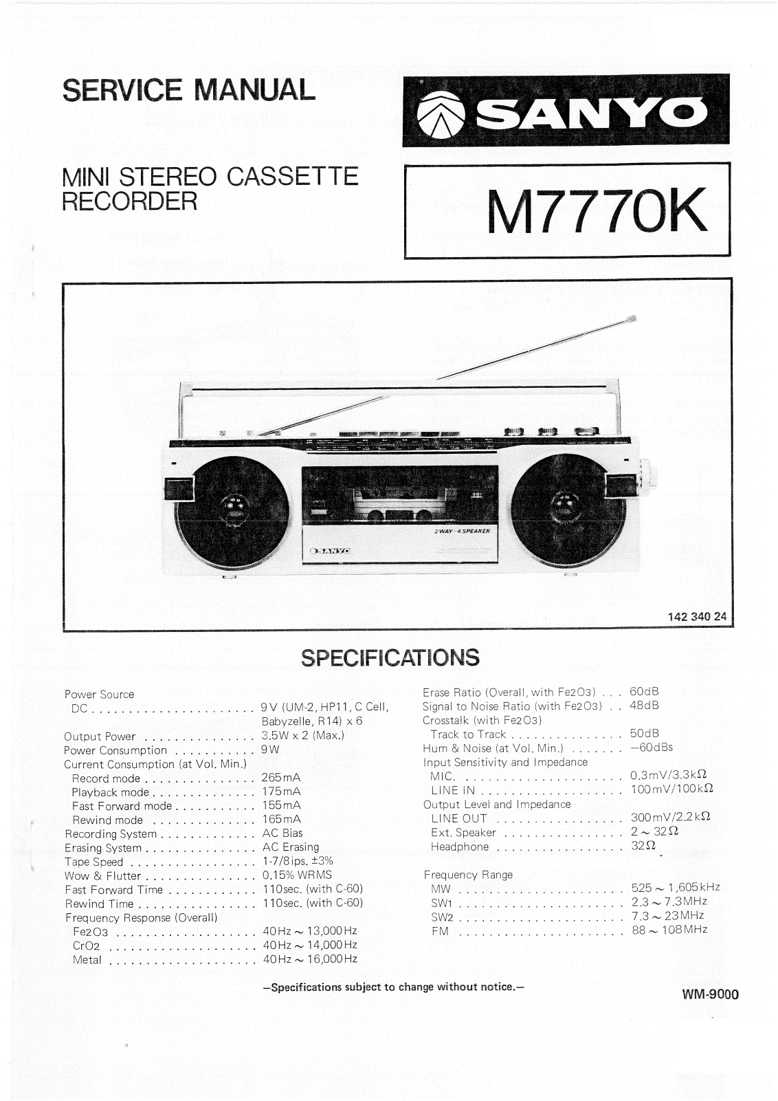 Sanyo M-7770-K Service manual