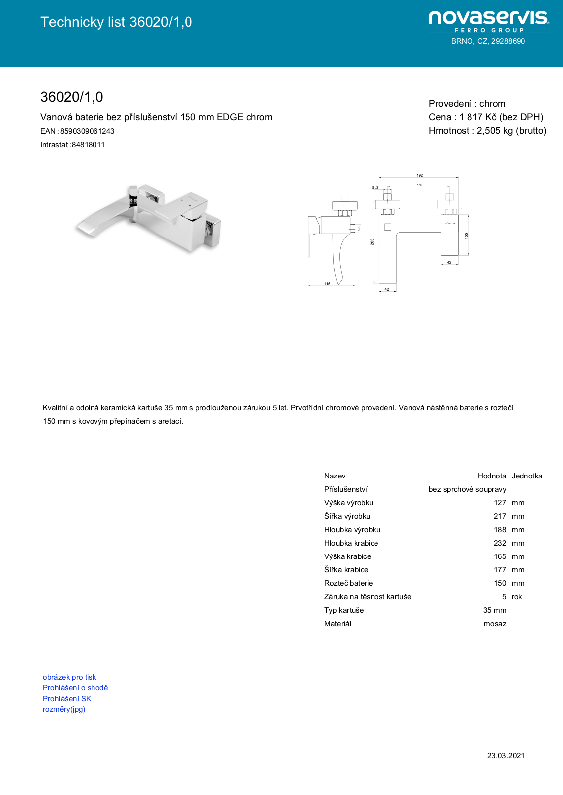 Novaservis 36020/1.0 User guide - ManualMachine.com