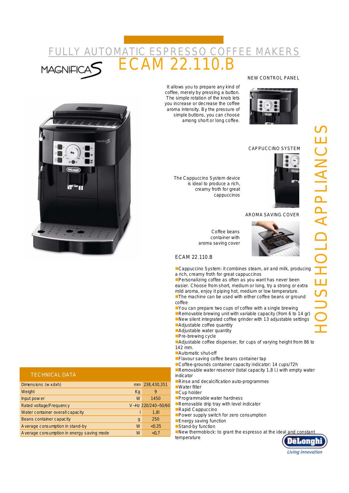 DeLonghi ECAM 22.110.B User Manual