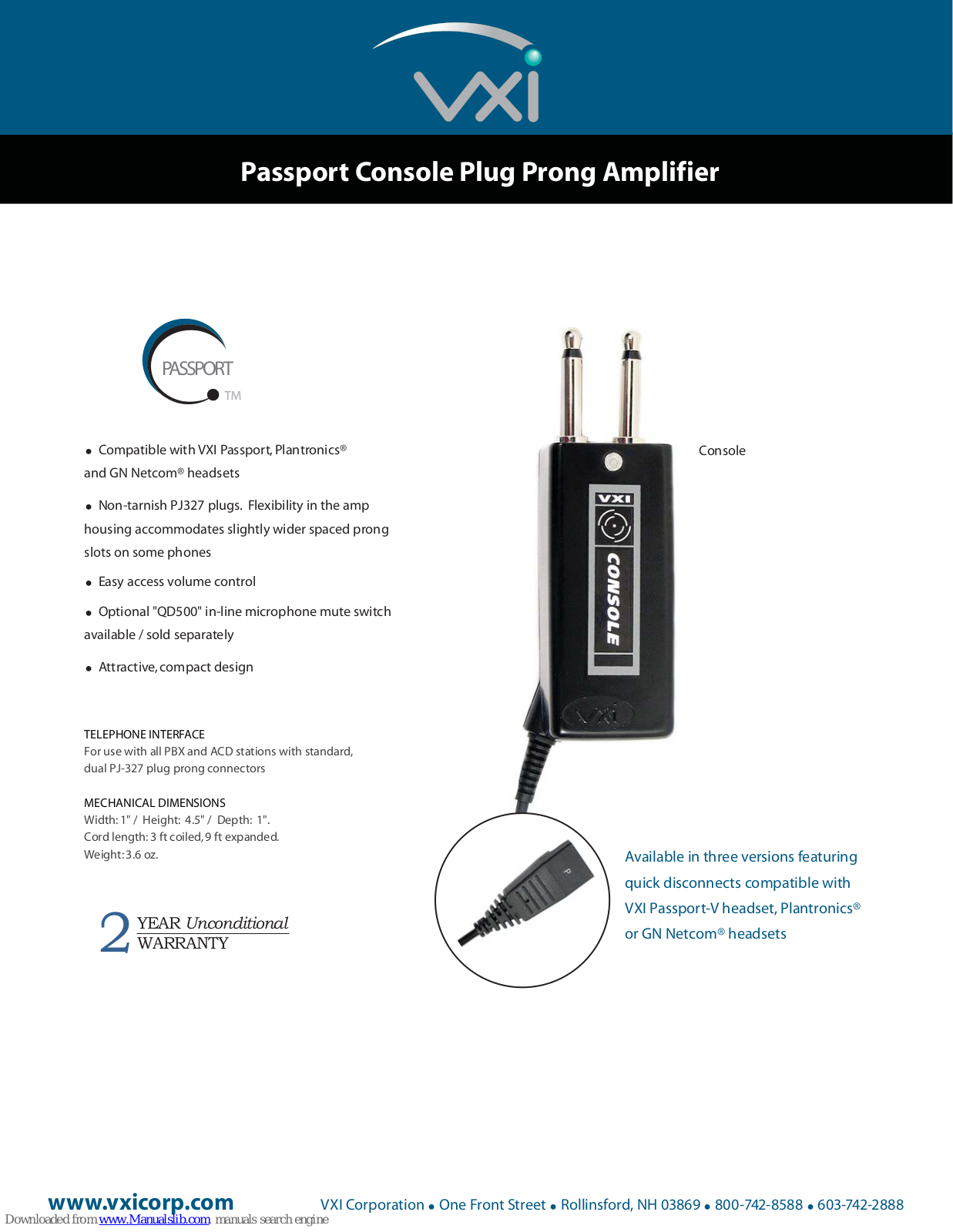 VXI Passport Console-P Specifications