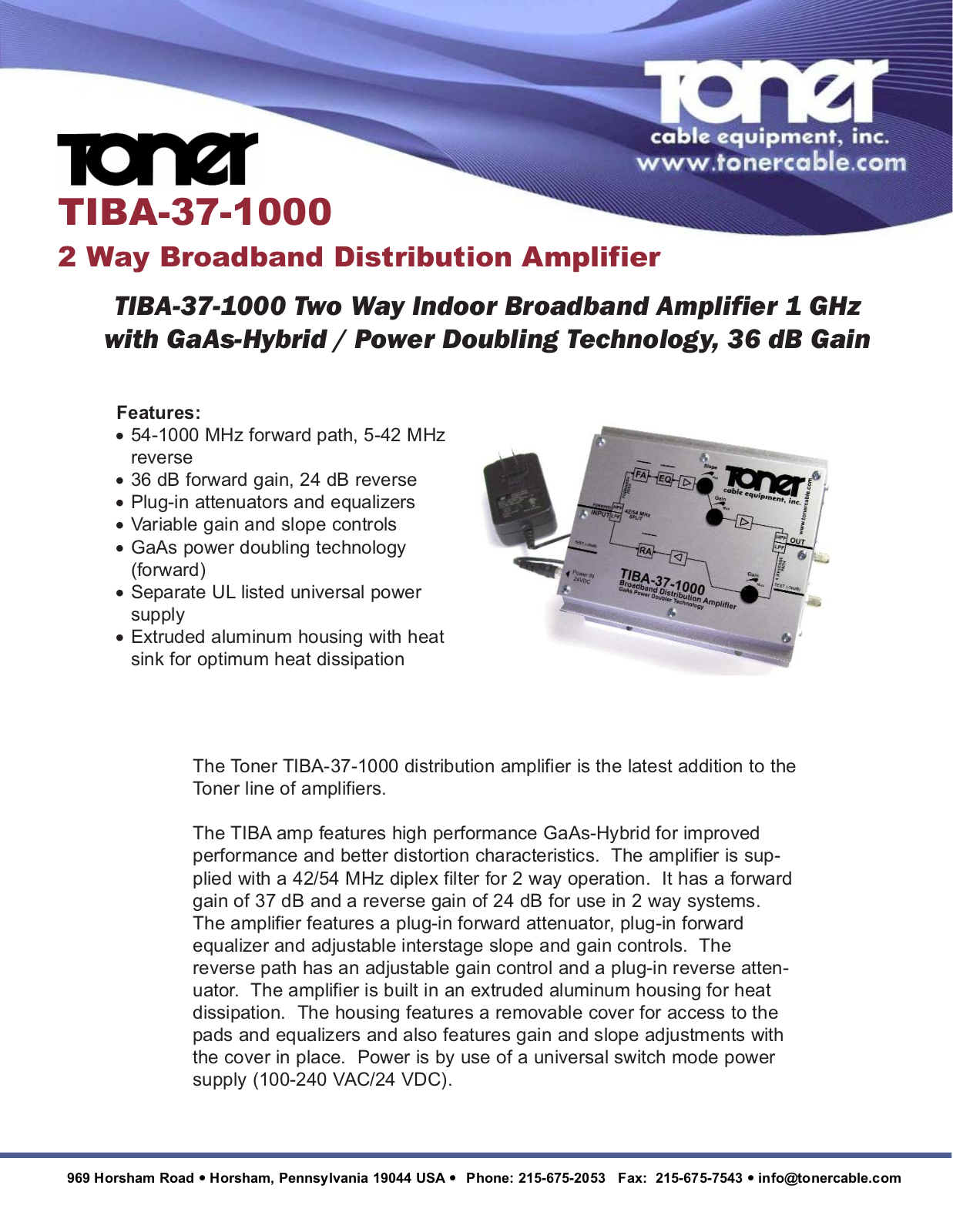 Toner Cable TIBA-37-1000 User Manual