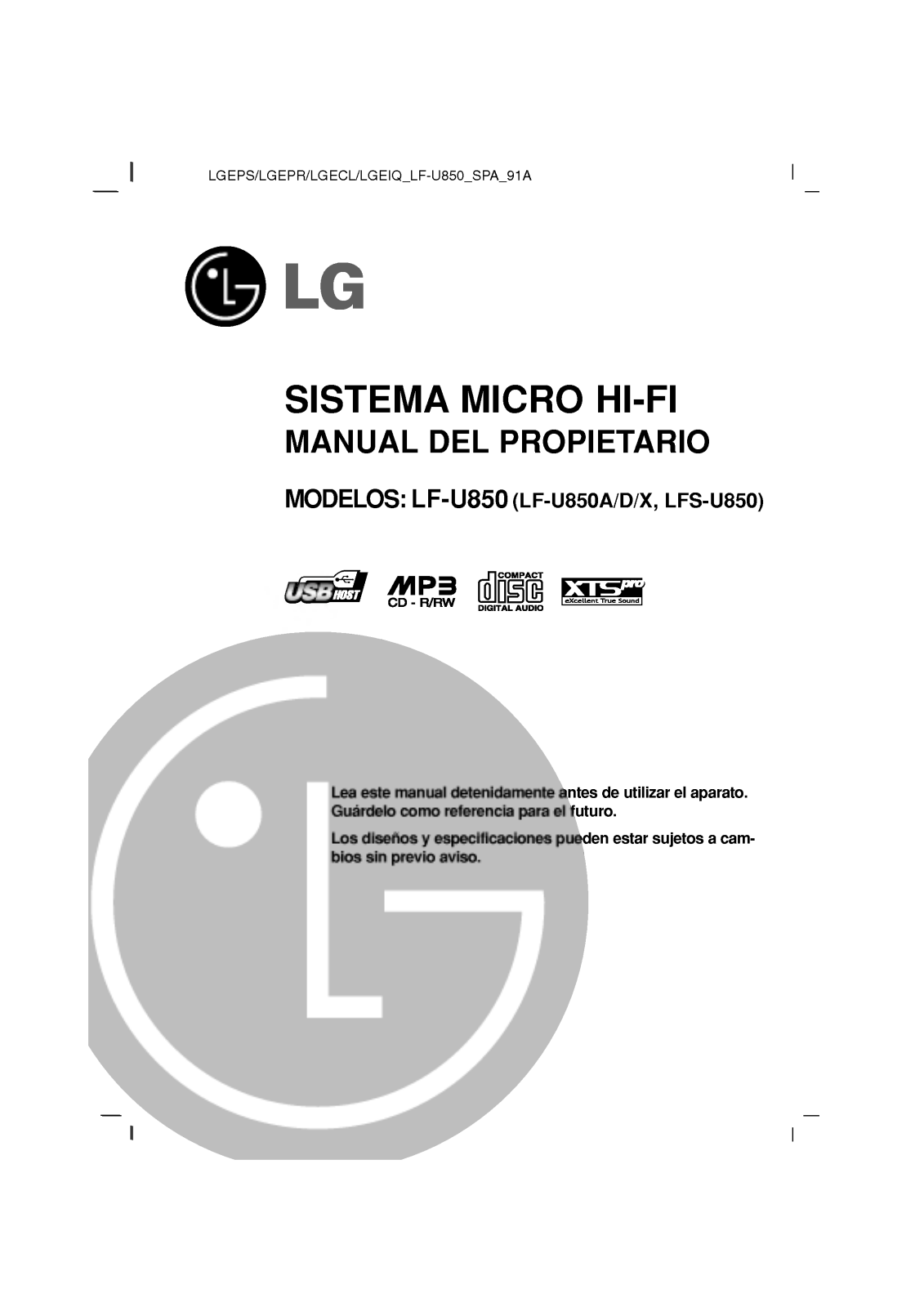LG LF-U850A User Manual