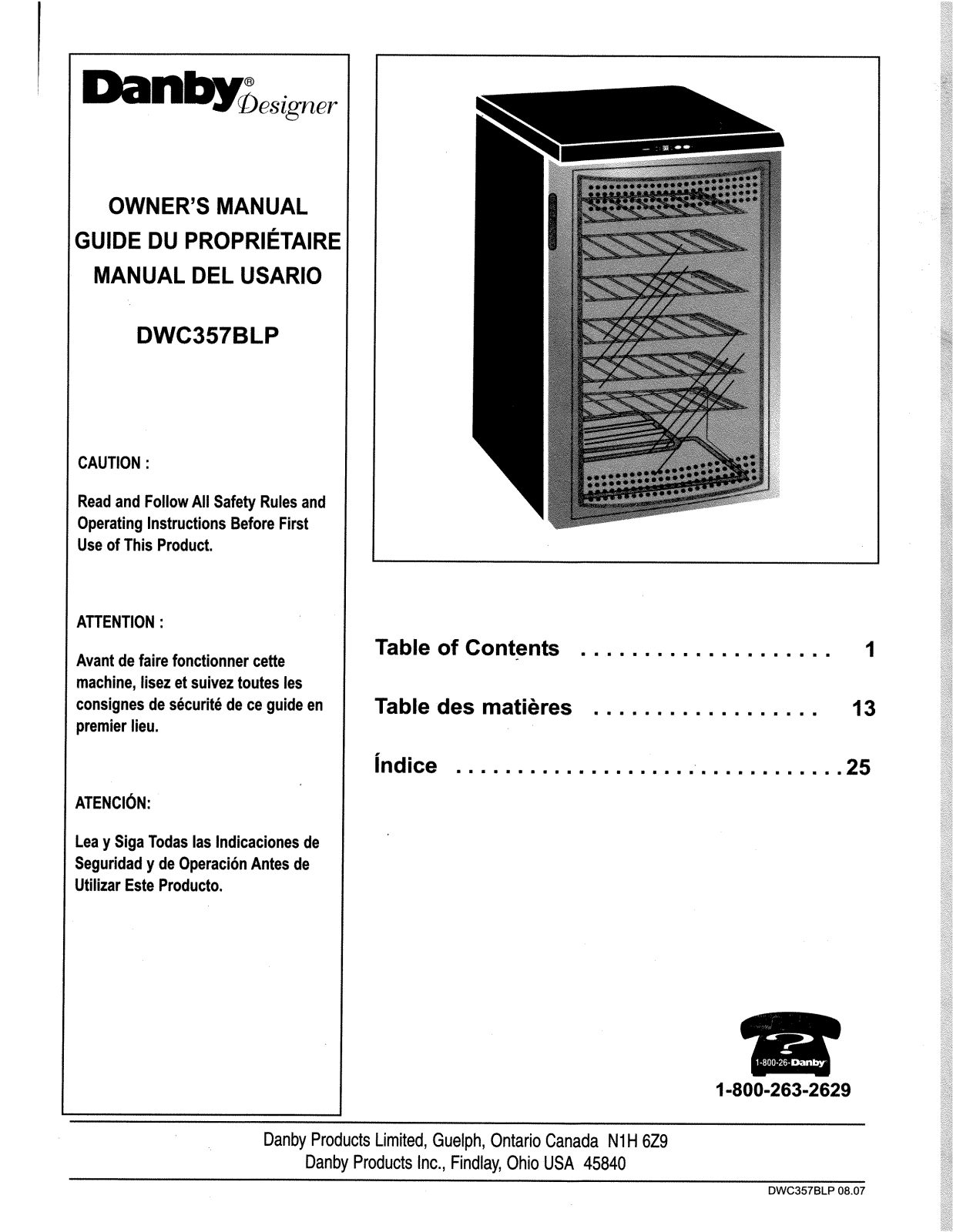 Danby DWC357BLP User Manual