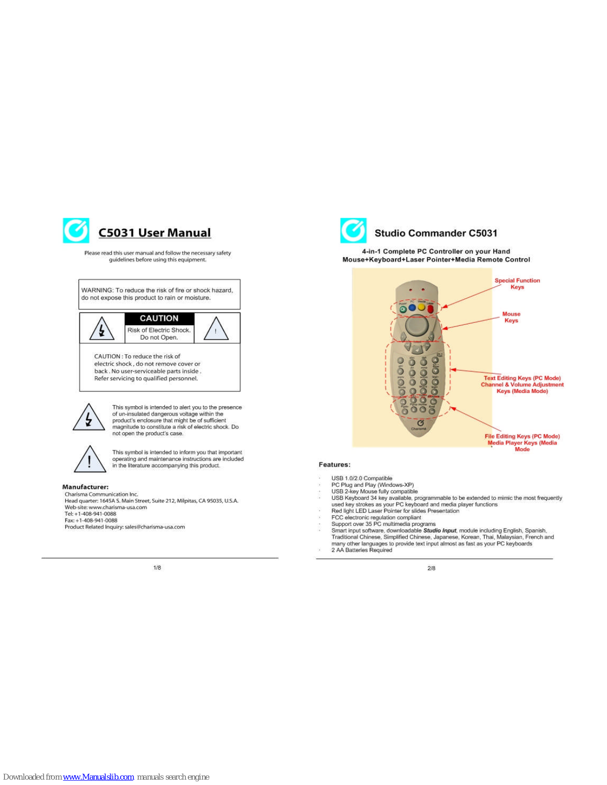 Charisma studio commander C5031 User Manual - ManualMachine.com