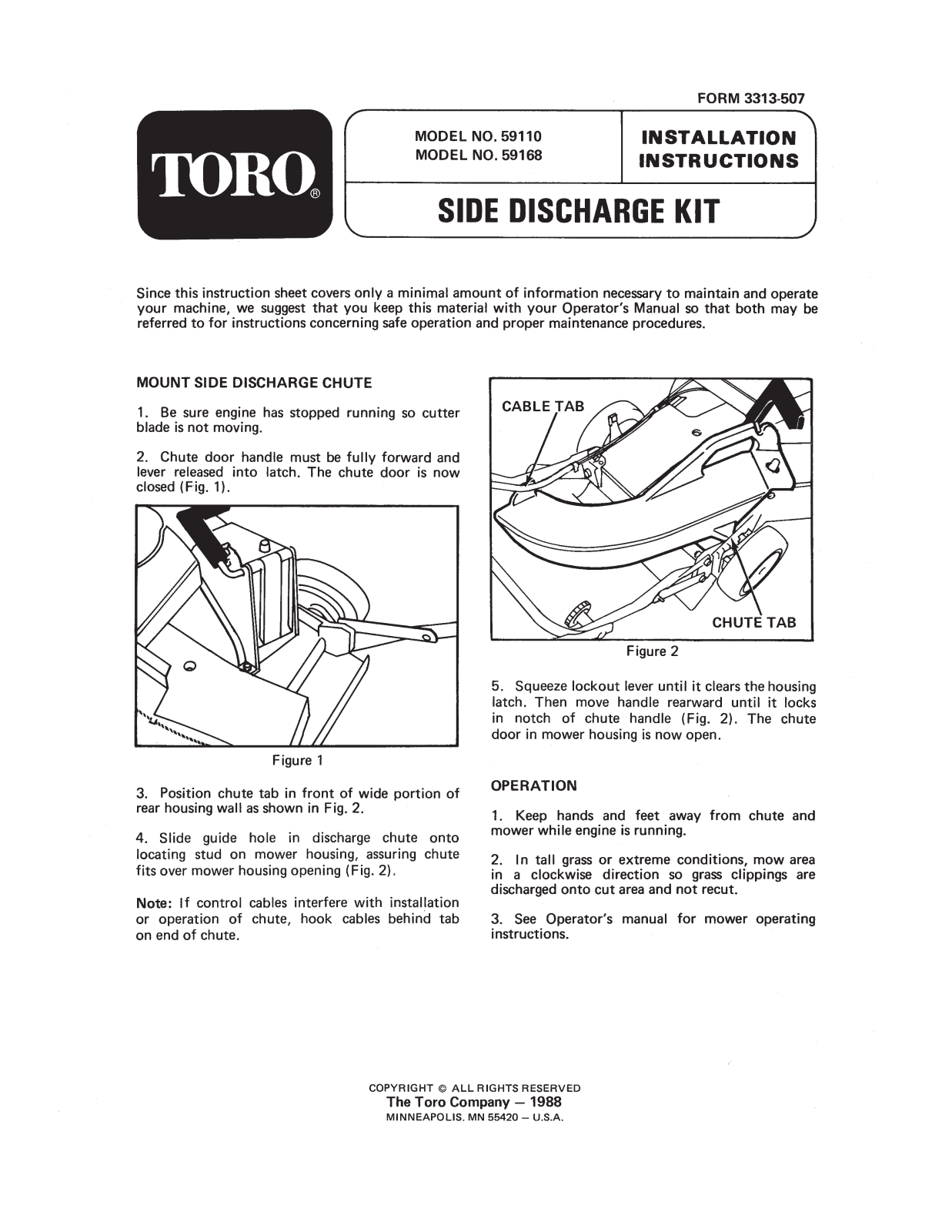 Toro 59110, 59168 Operator's Manual