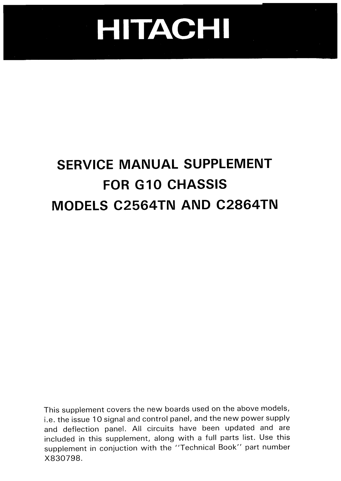 Hitachi X830843 Service Manual