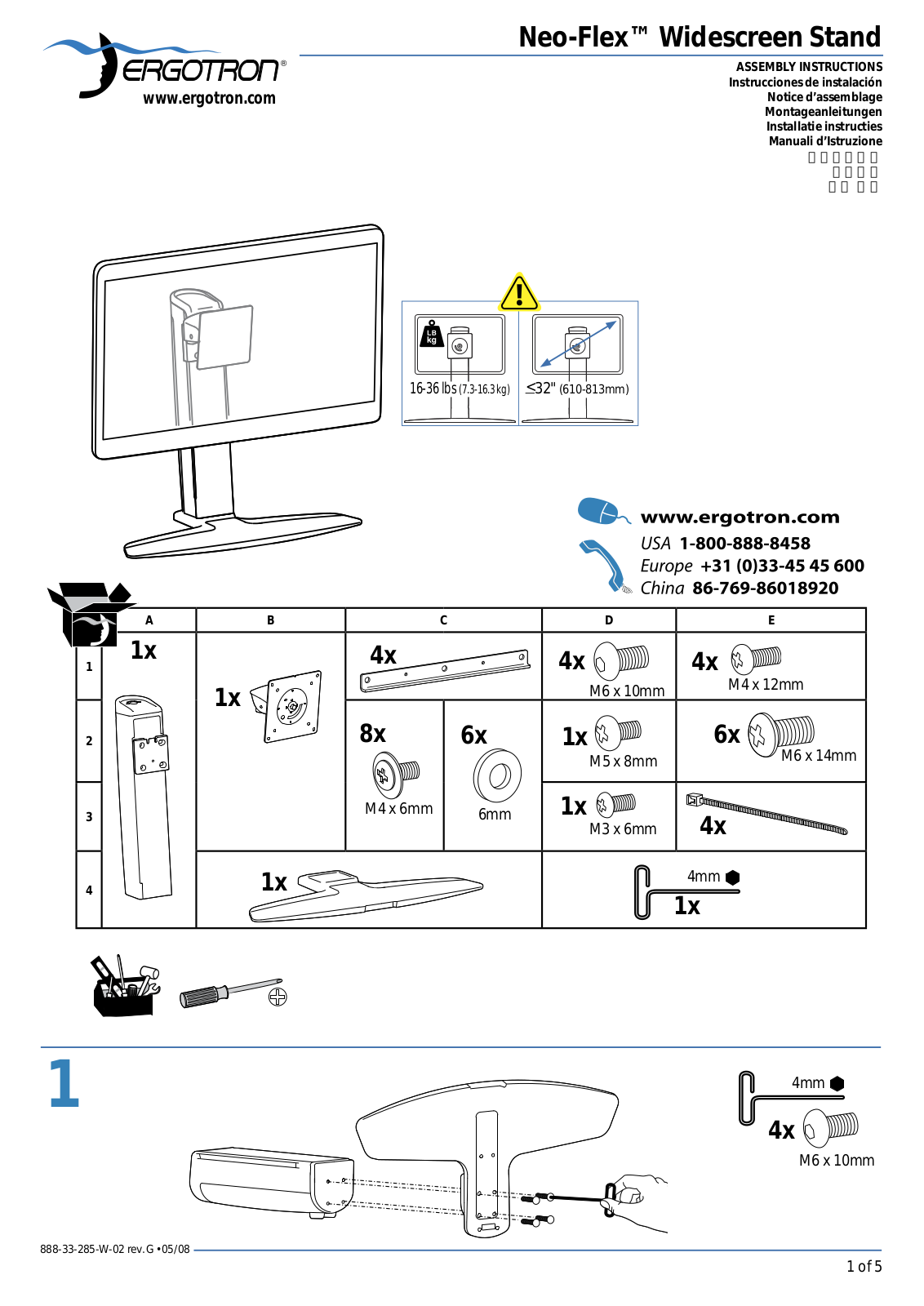 Ergotron Neo-Flex Widescreen Stand User Manual