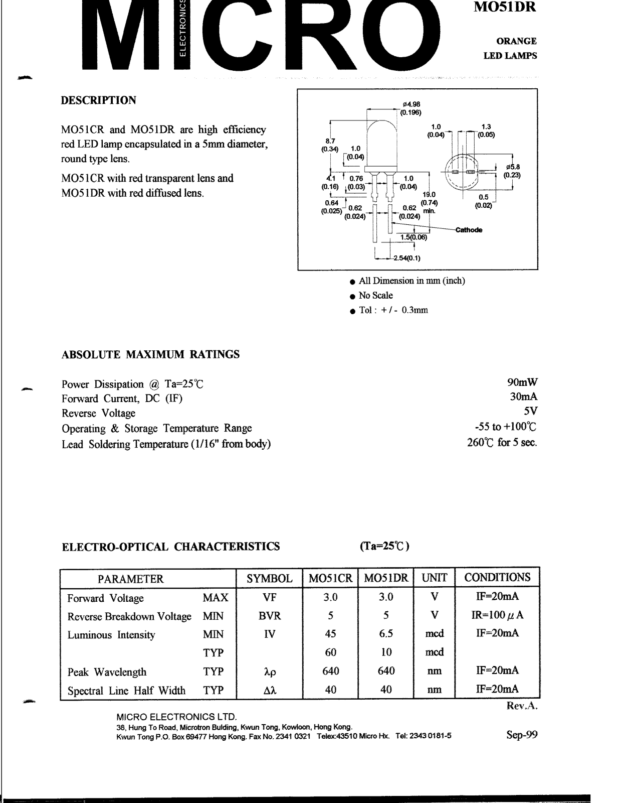 MICRO MR61D, MO61DR, MO61D, MG61D, MY61D Datasheet