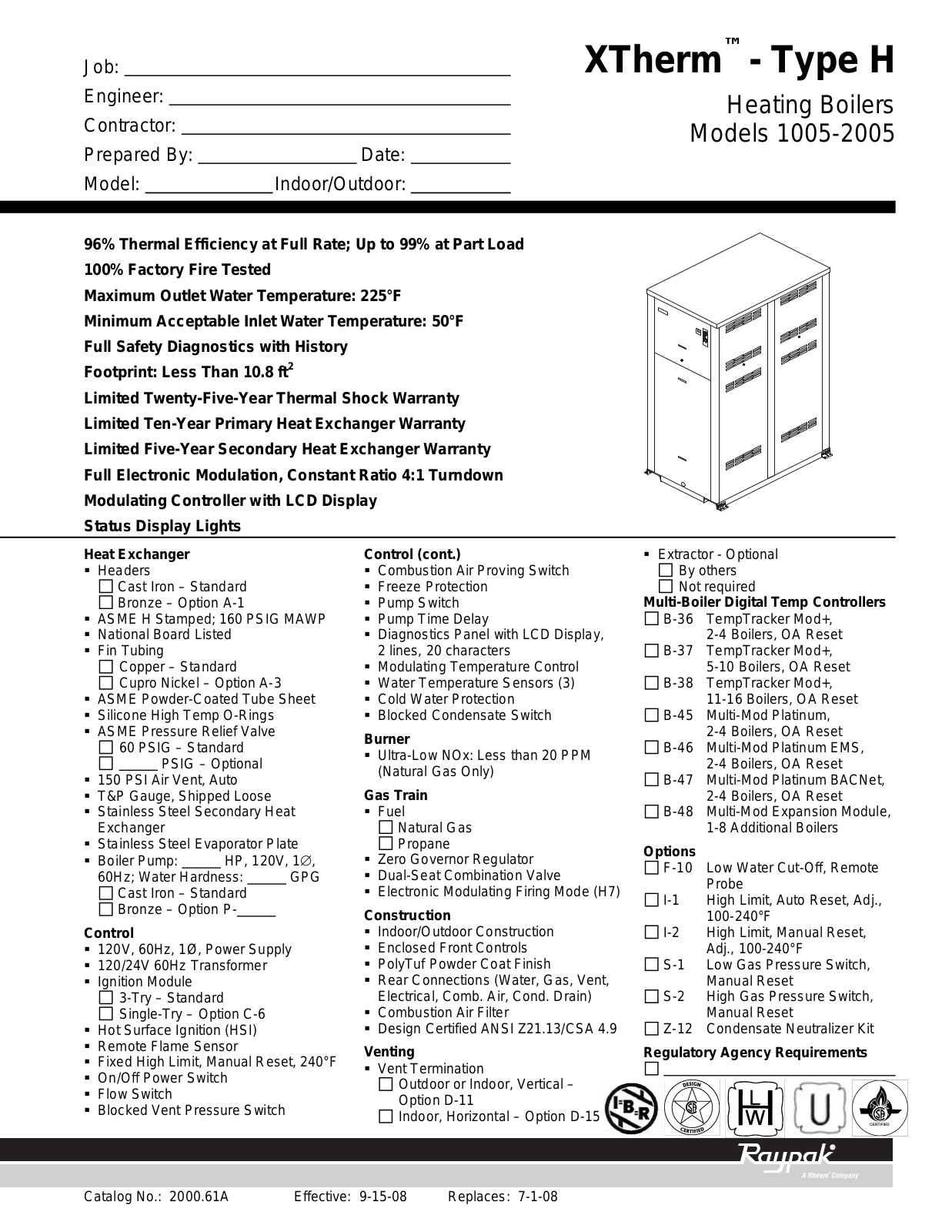 Raypak 1005-2005 User Manual