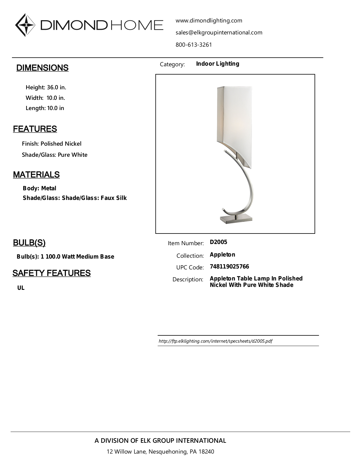 ELK Home D2005 User Manual