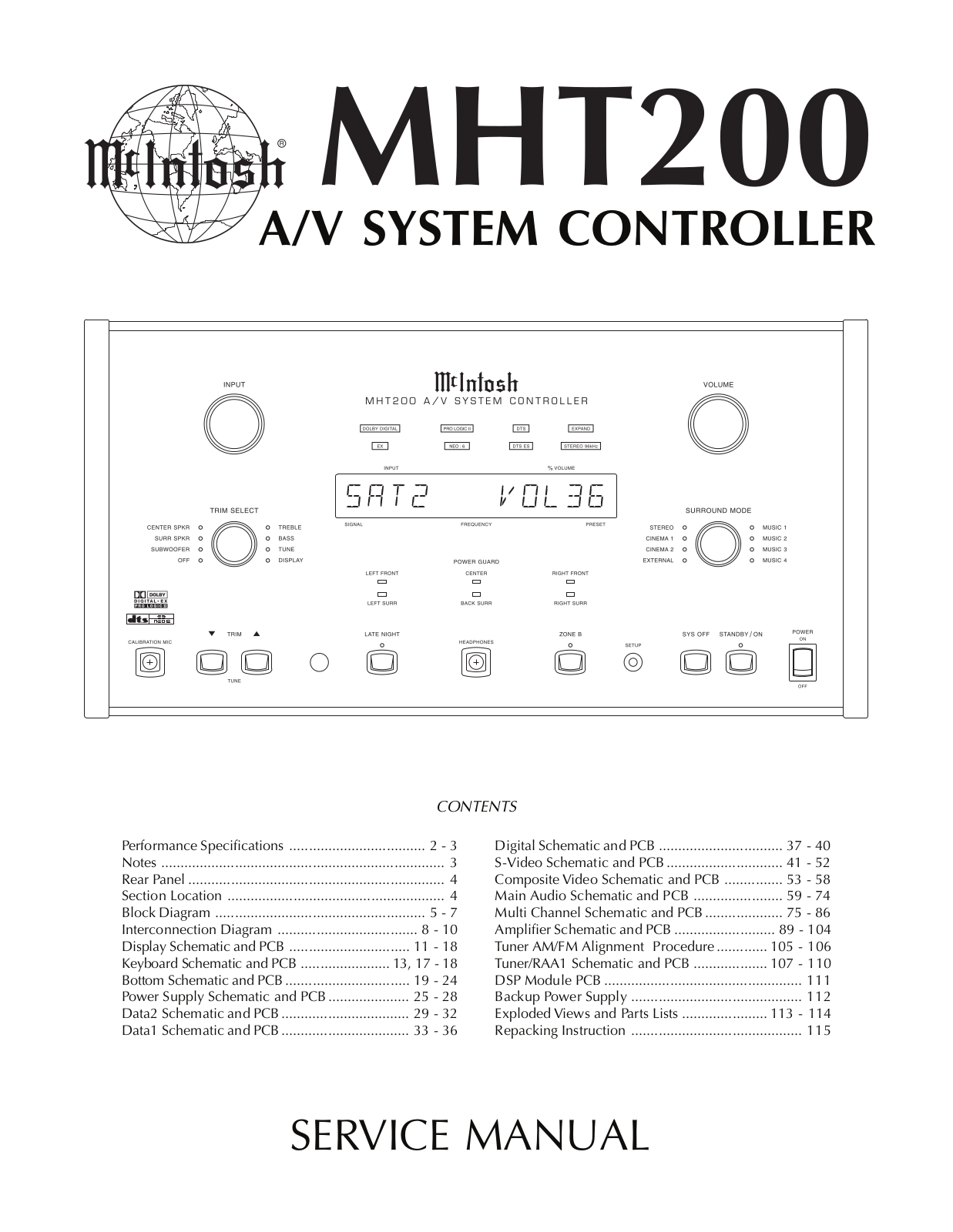 McIntosh MHT-200 Service manual