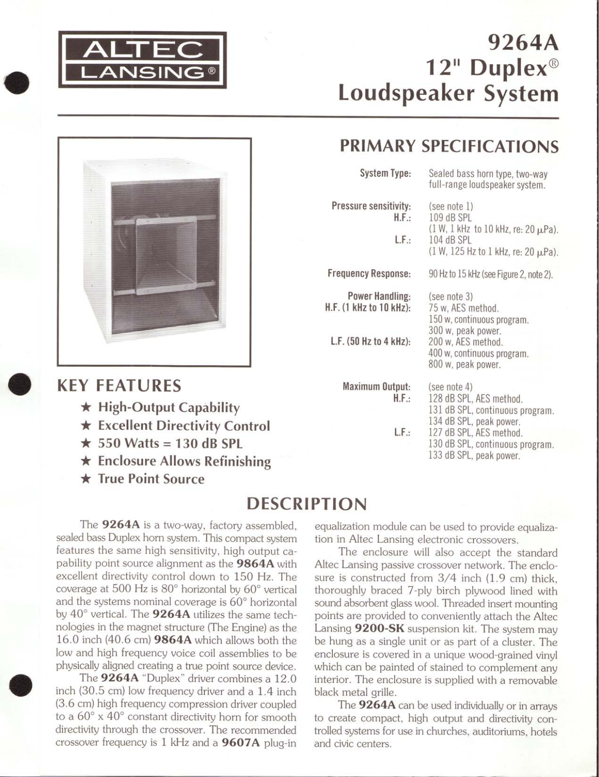 Altec lansing 9264A User Manual