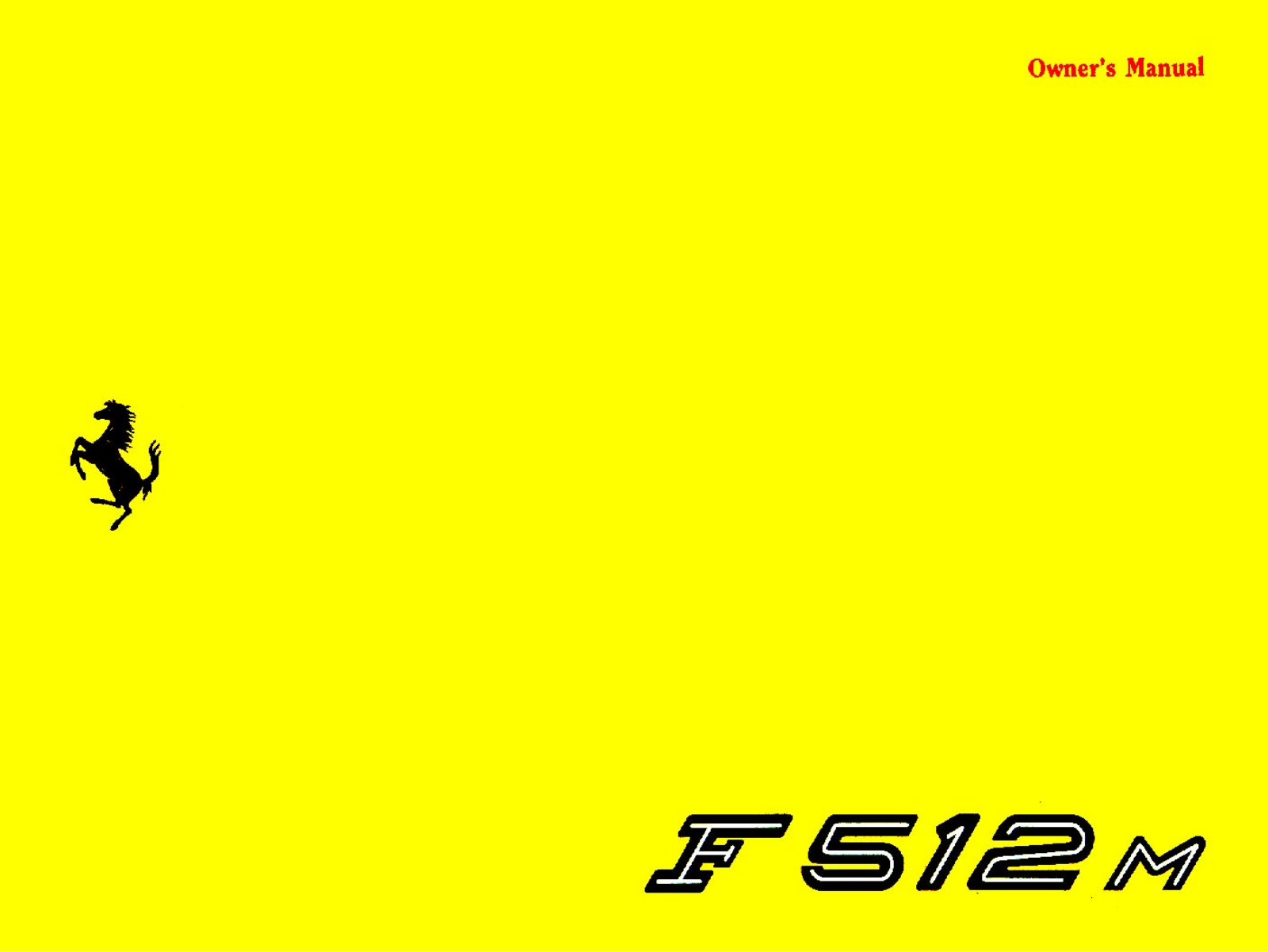 Ferrari F512M, 1995 F512M U.S. Owner's Manual