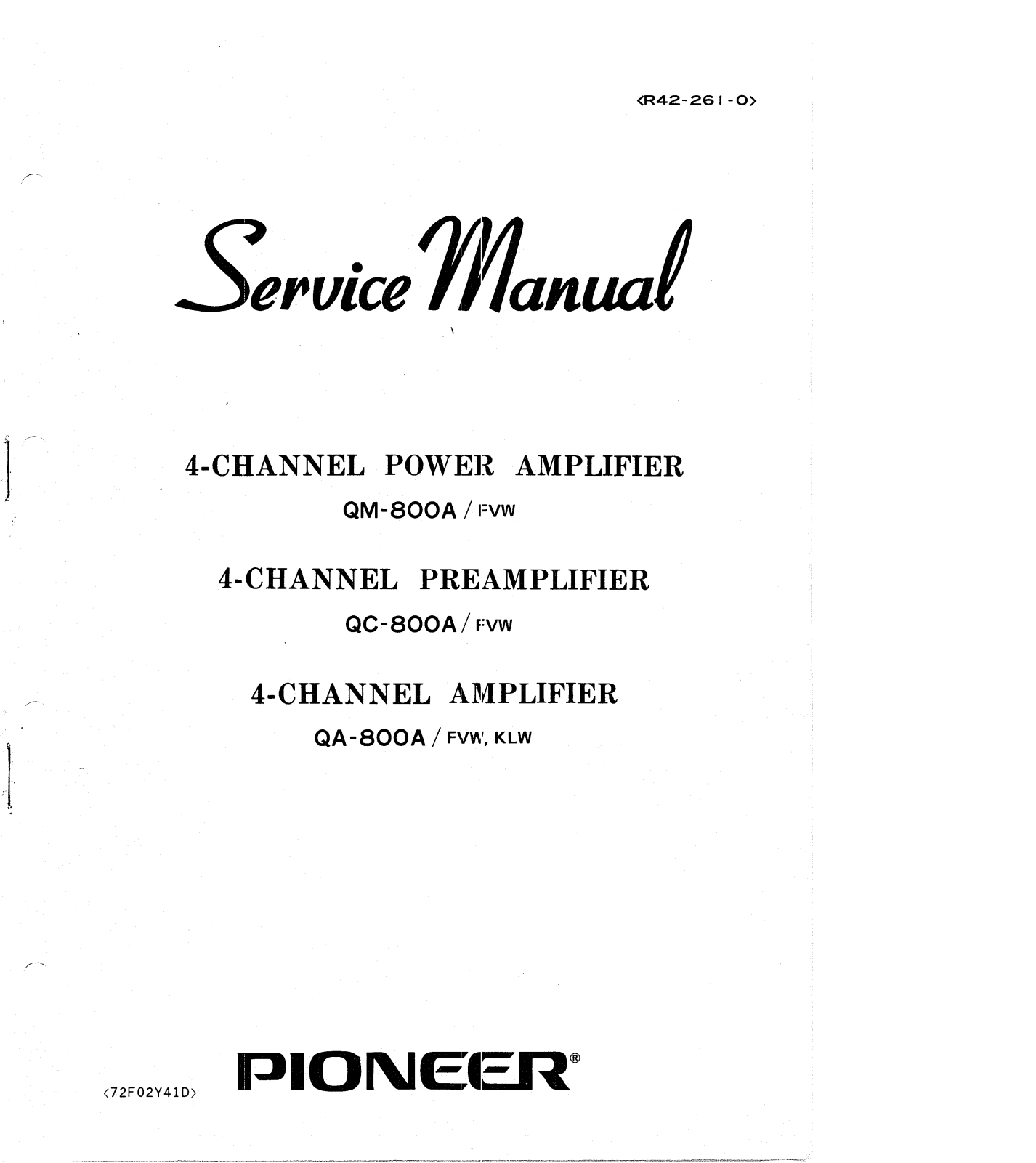 Pioneer QM-800-A Service manual