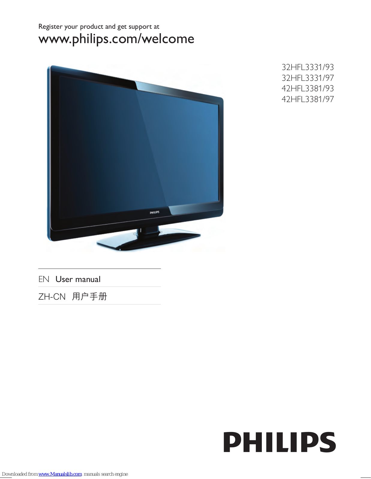 Philips 32HFL3331/93, 32HFL3331, 32HFL3331/97, 42HFL3381/93 User Manual - ManualMachine.com