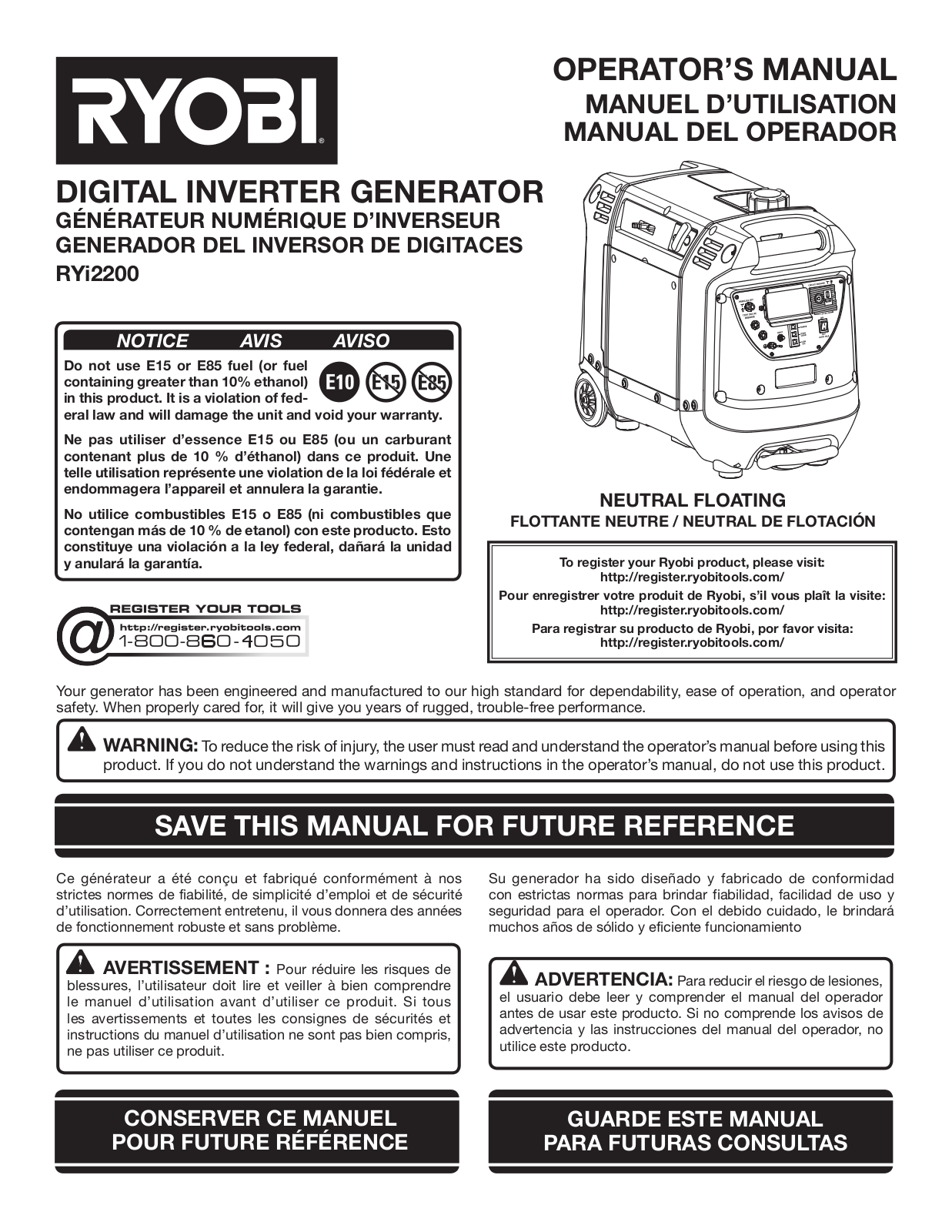 Ryobi RYI2200 User Manual