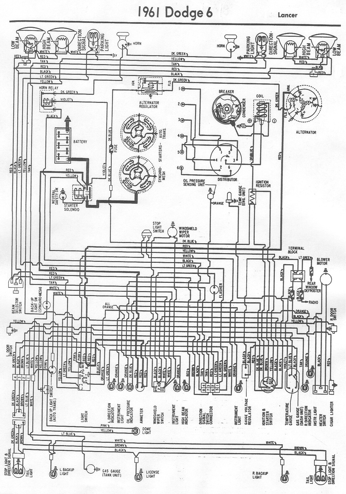 Dodge 1961   lancer schematic