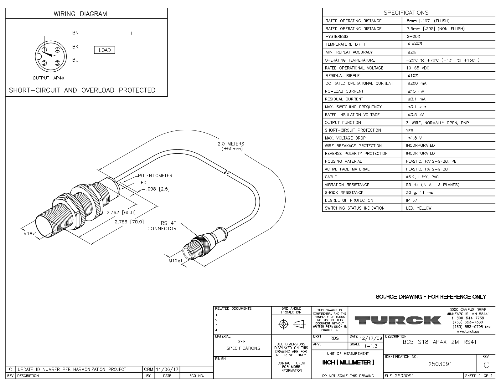 Turck BC5-S18-AP4X-2-RS4T Data Sheet