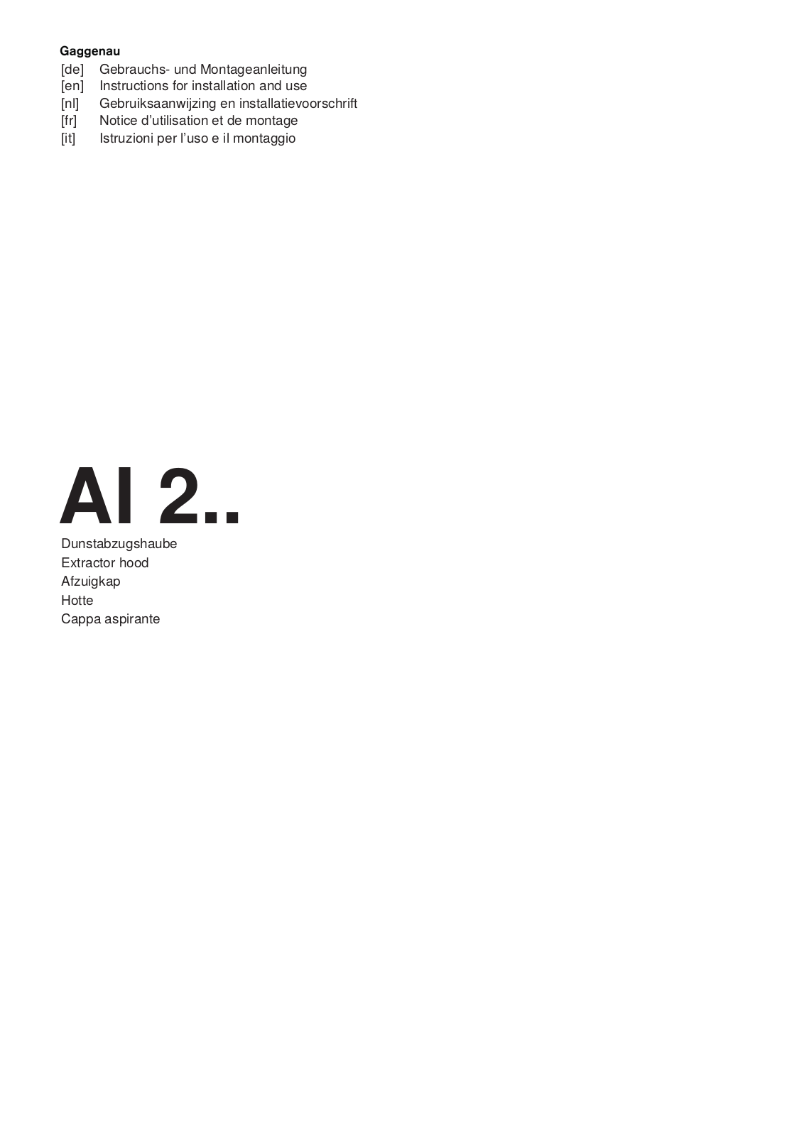Gaggenau AI240191/03 Installation Instruction