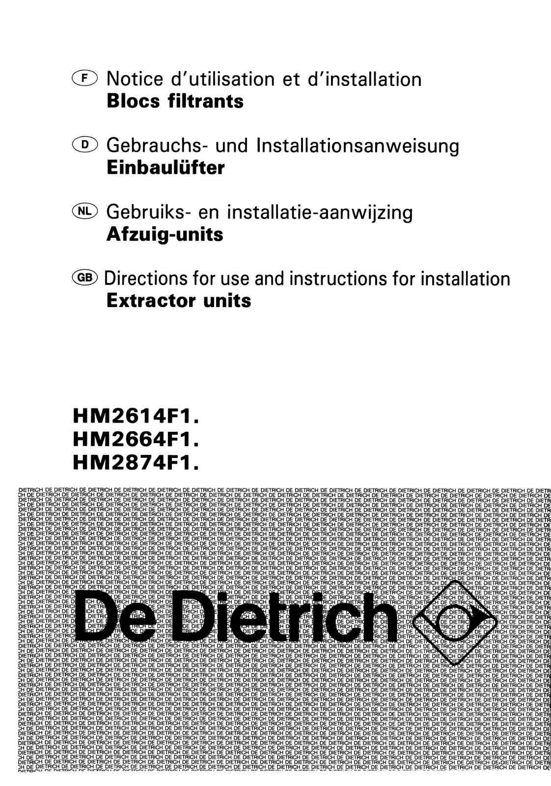 De dietrich HM2664F1, HM2614F1, HM2874F1 User Manual