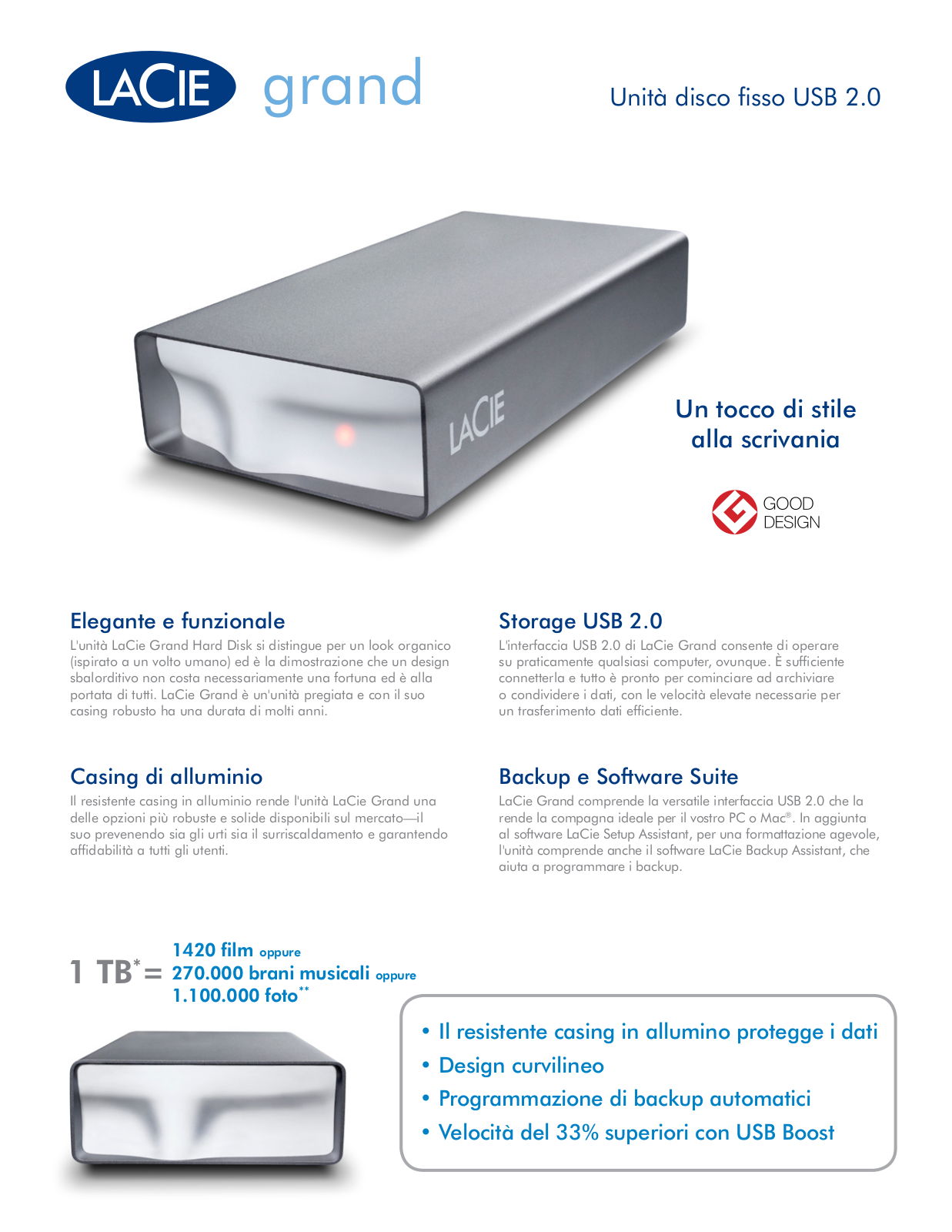 Lacie GRAND HARD DISK DATASHEET