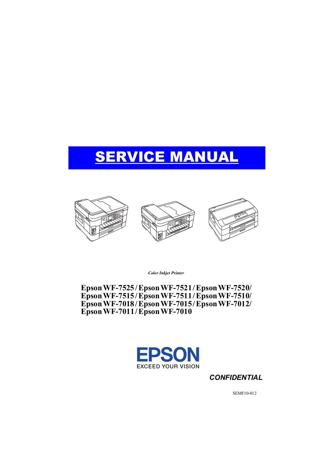 Epson WF-7525, WF-7521, WF-7515, WF-7511, WF-7018 Service manual