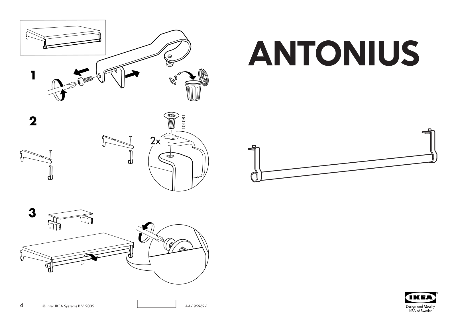 IKEA ANTONIUS CLOTHES RAIL Assembly Instruction