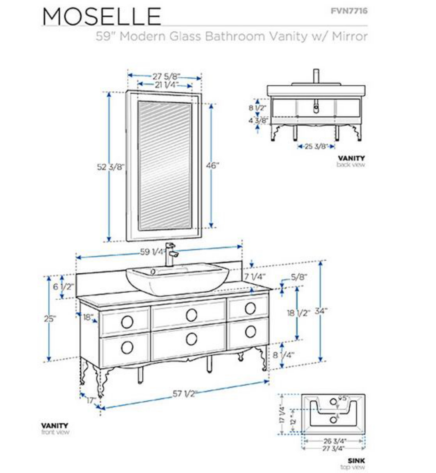 Fresca FBH1333 Dimensions - ManualMachine.com