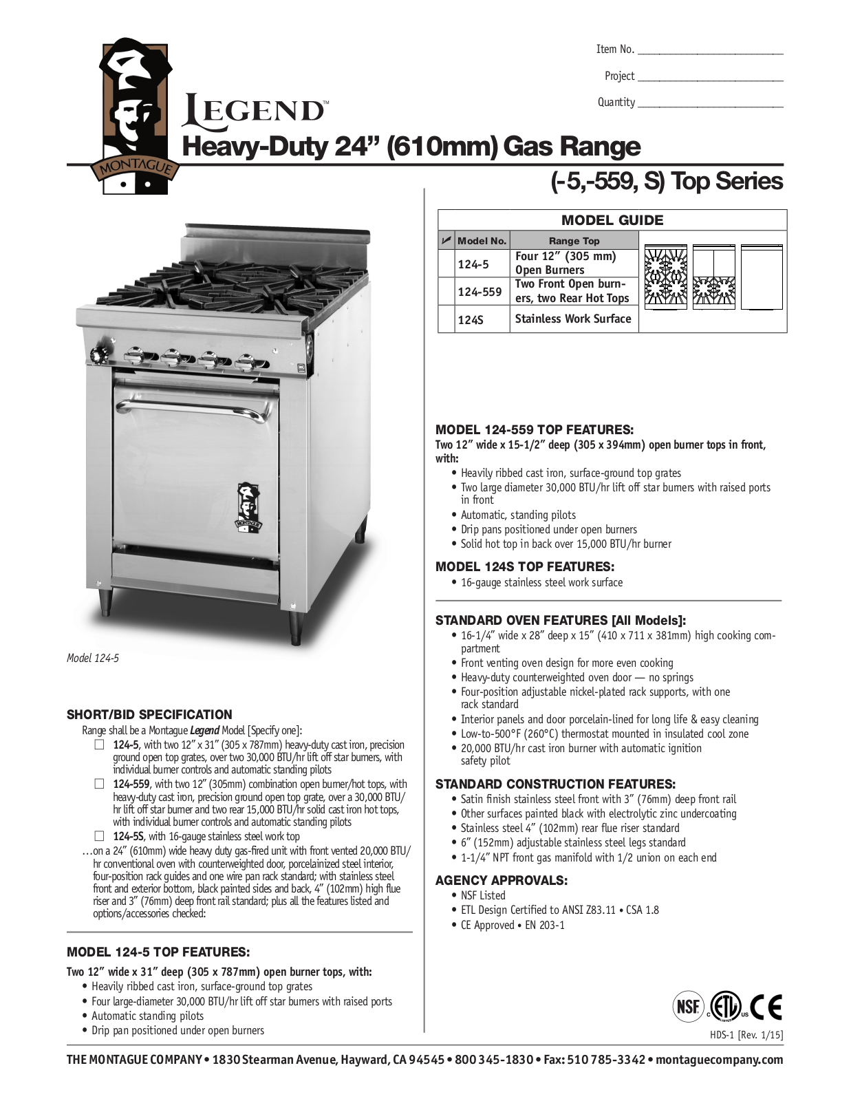 Montague 124-5 User Manual