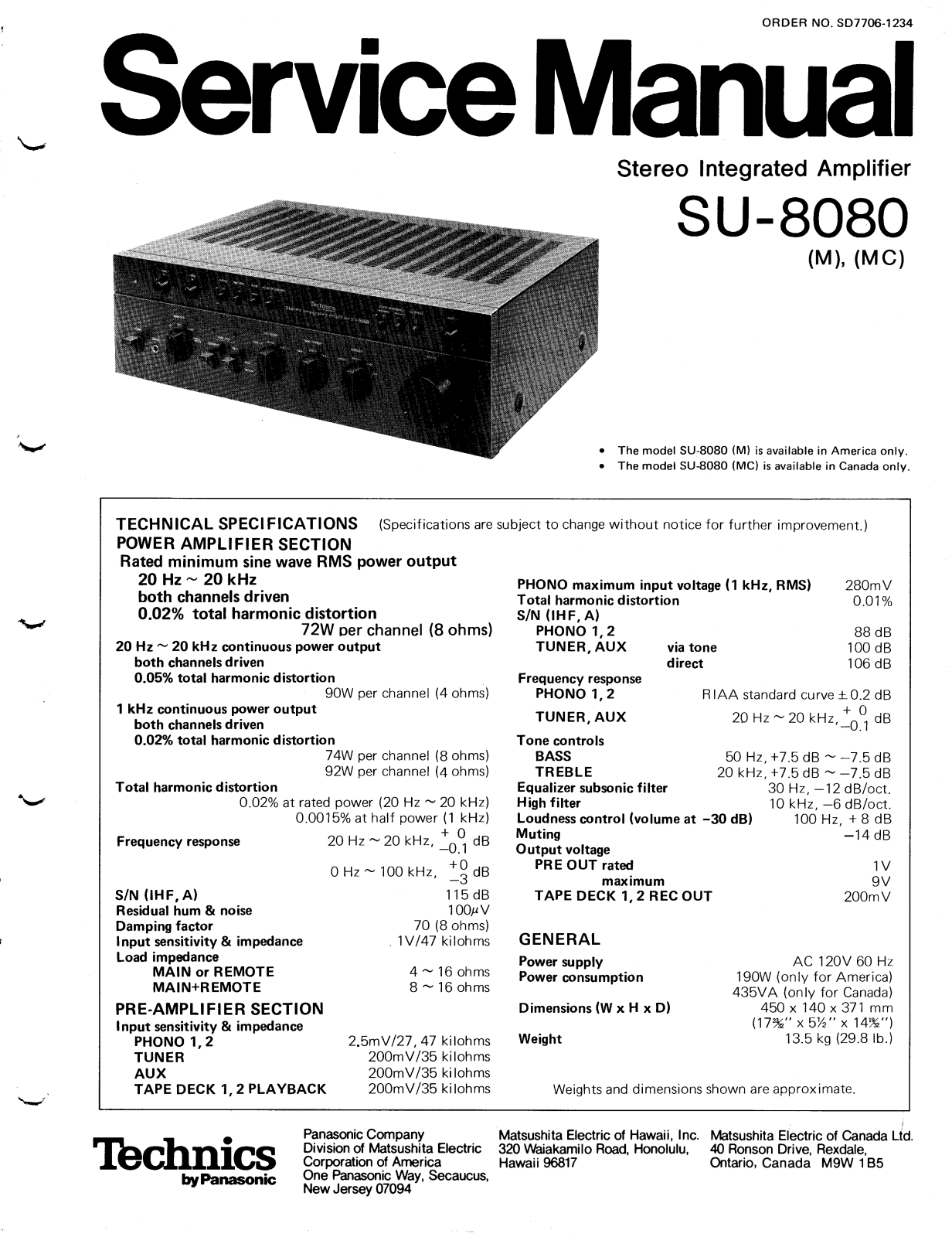 Technics SU-8080 Service manual