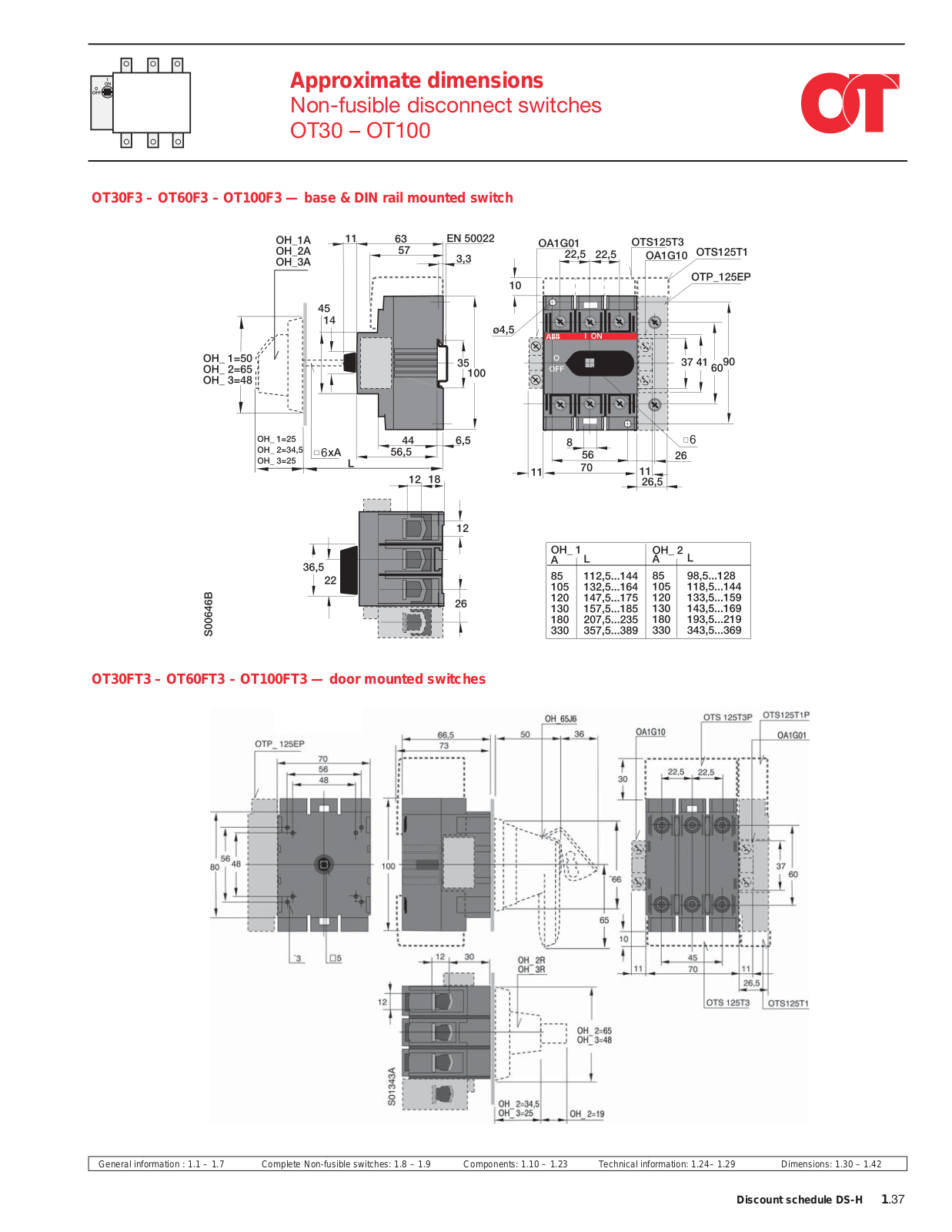 ABB OT30FT3, OT60FT3, OT100FT3 Dimensional Sheet