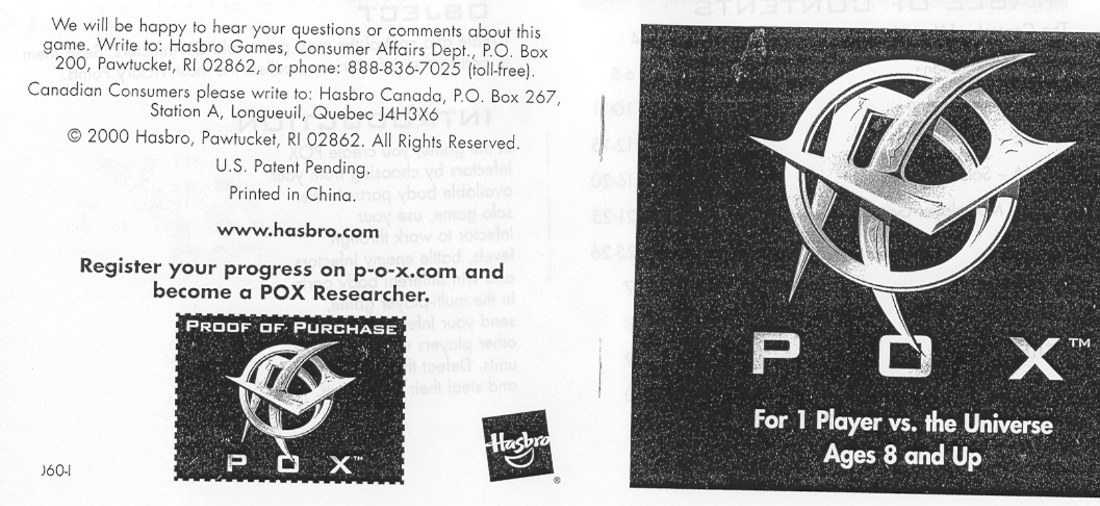 Hasbro P-O-X User Manual