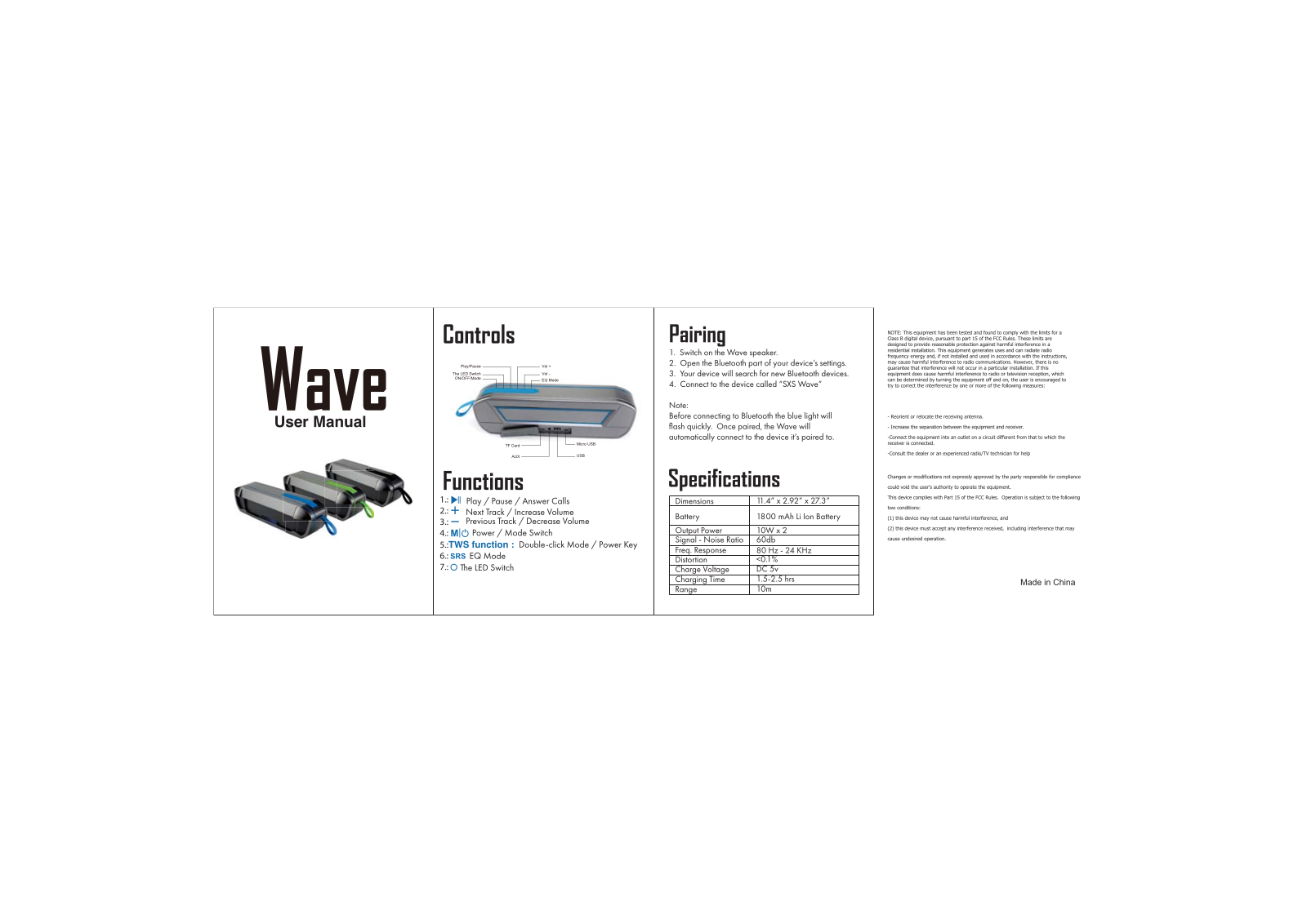 KOU ZONE ELECTRONICS WAVE User Manual