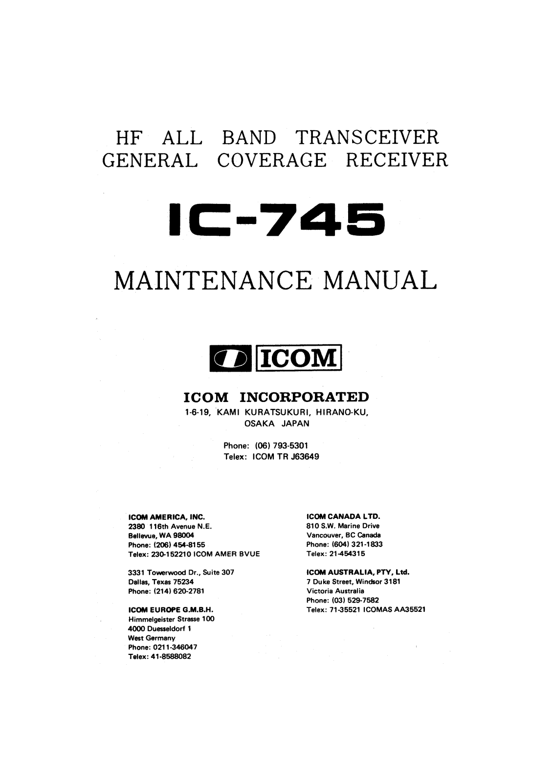 Icom IC-745 Service Manual