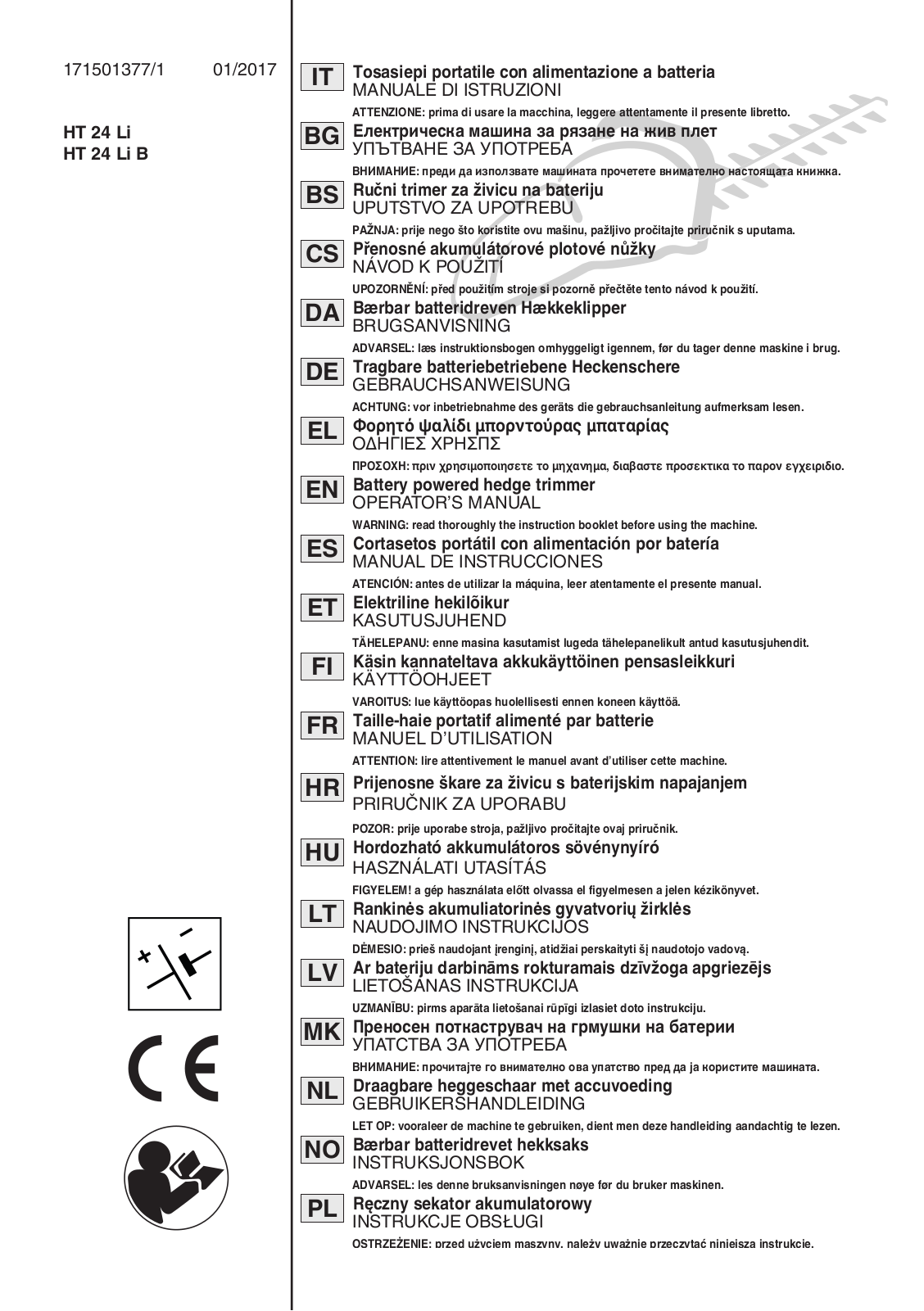 Stiga HT 24 Li, HT 24 Li B operation manual