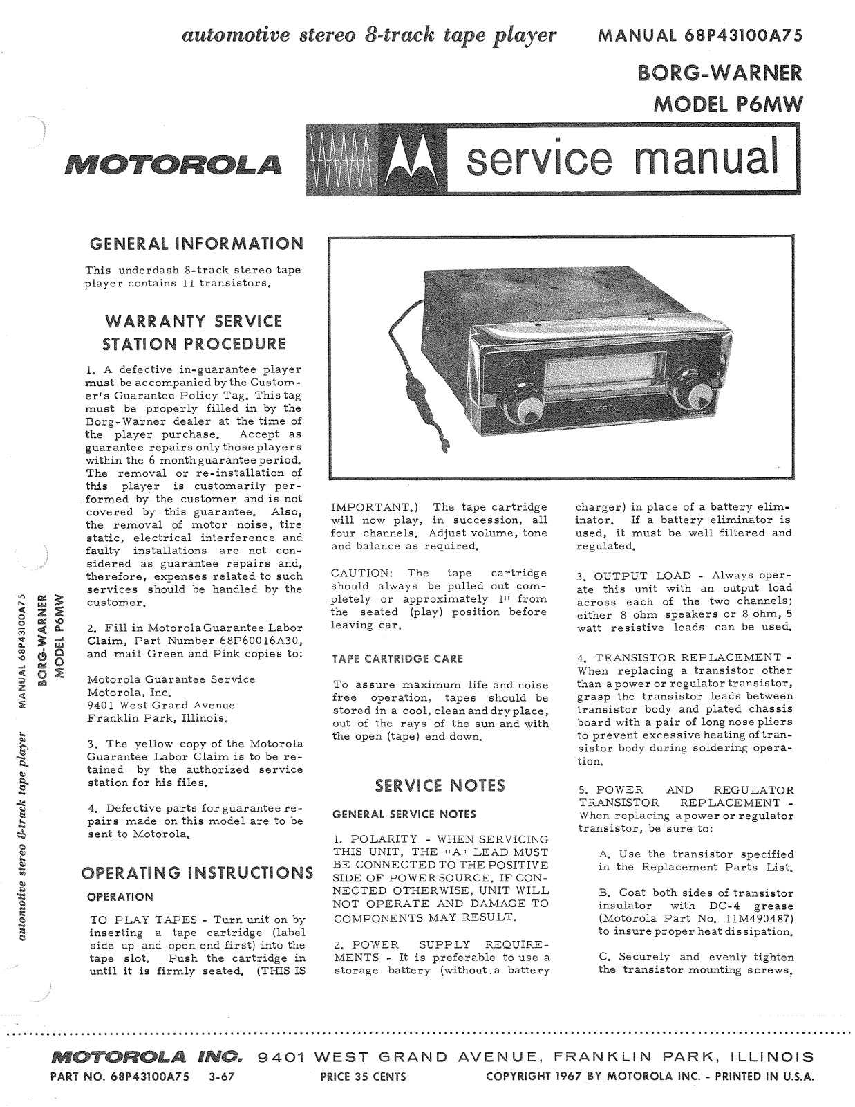 Moth Audio P-6-MW Service manual