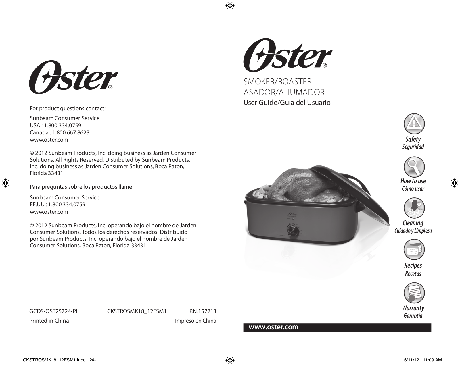 Oster GCDS-OST25724-PH, SMOKER ROASTER User Manual