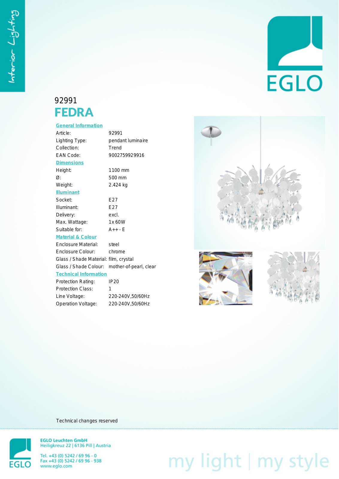 Eglo 92991 Service Manual