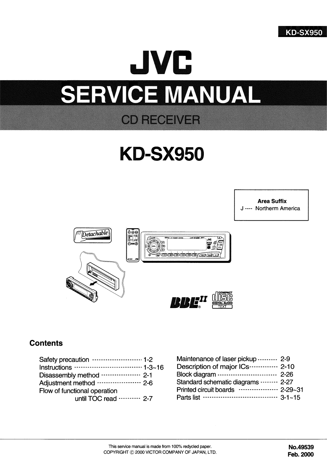 Jvc KD-SX950 Service Manual