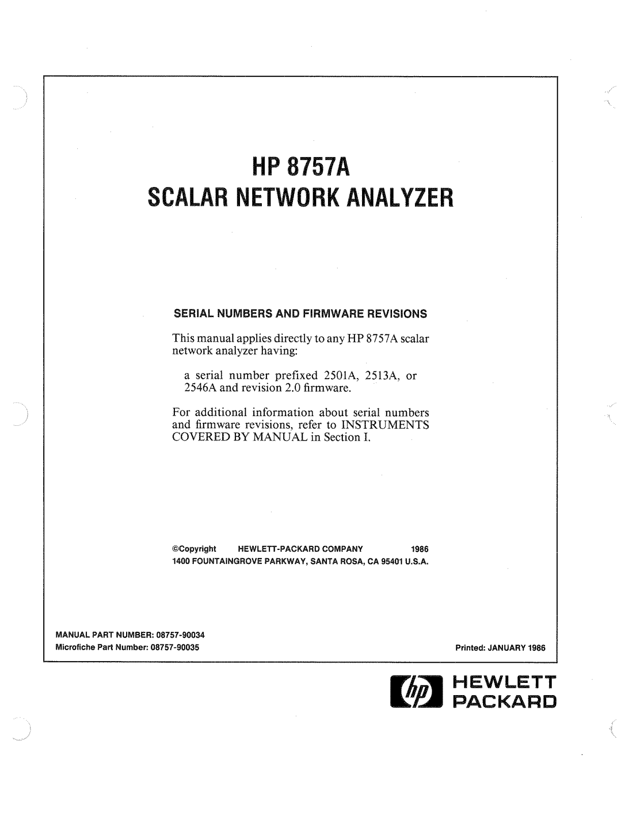 Agilent 8757A Operator Manual