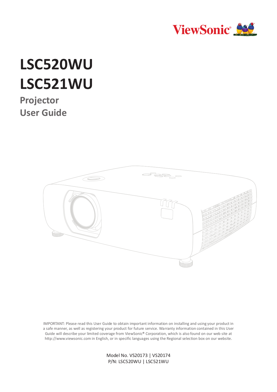 Viewsonic VS20173, VS20174, LSC520WU, LSC521WU User manual - ManualMachine.com