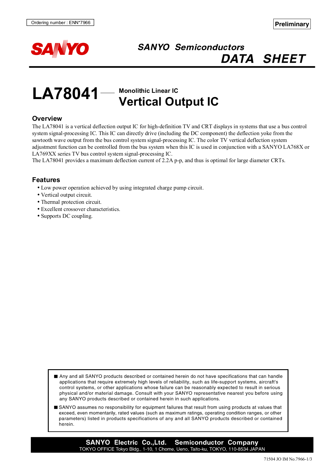 SANYO LA78041 Diagram