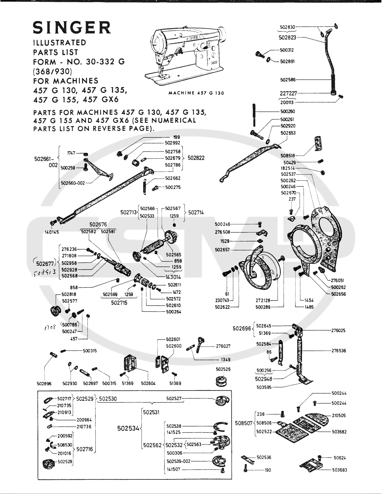 Singer 457G130 Parts Book