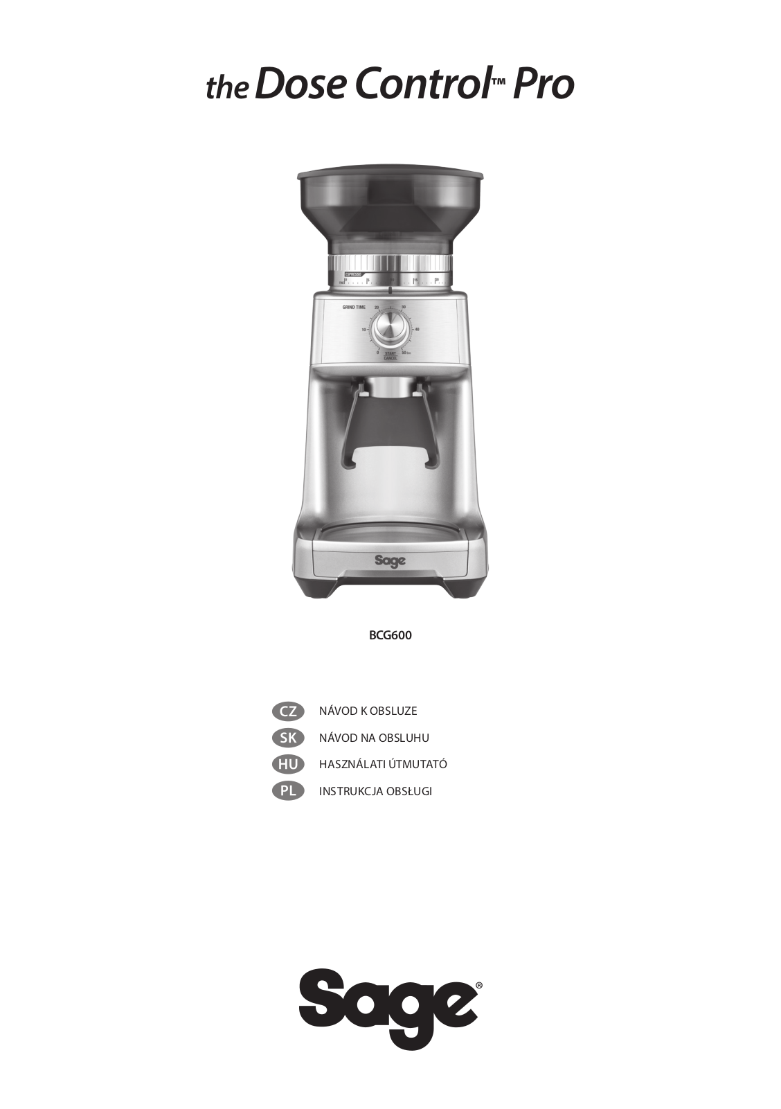 SAGE BCG600 User Manual